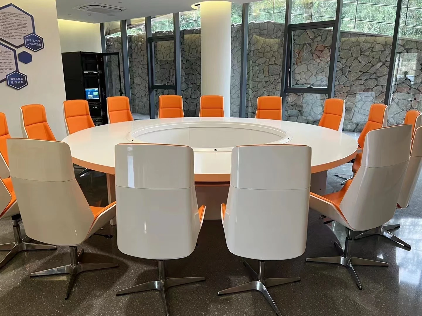 Interior D244 High Back Tan Brown PU Leather Plywood Swivel