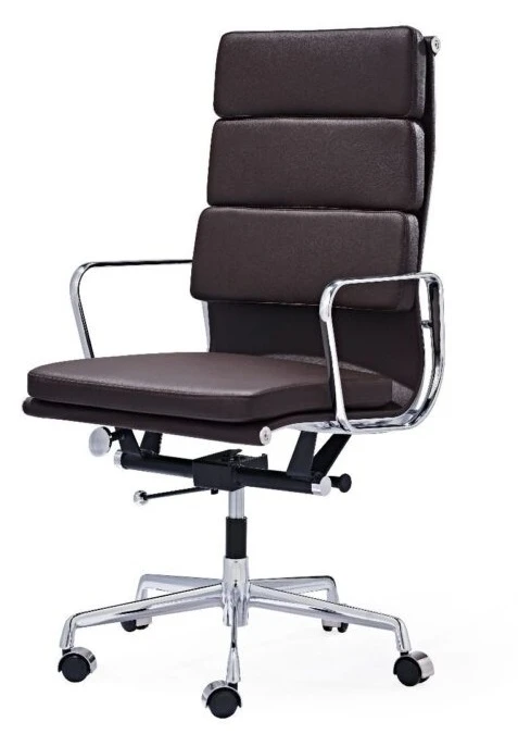 Eames EA219 Soft Pad High Back Office Chair Replica – Dark Brown Leather front view