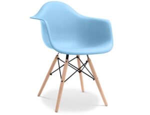 Light blue Eames style dining chair set of 2 front view