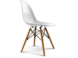 White Eames style DSW dining chair set of 2 front view