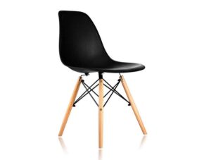 Black Eames style DSW dining chair set of 2 front view