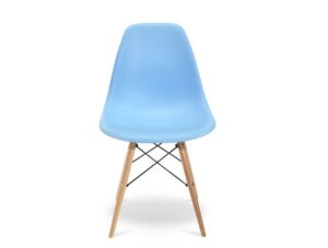 Light blue Eames style DSW dining chair set of 4 front view