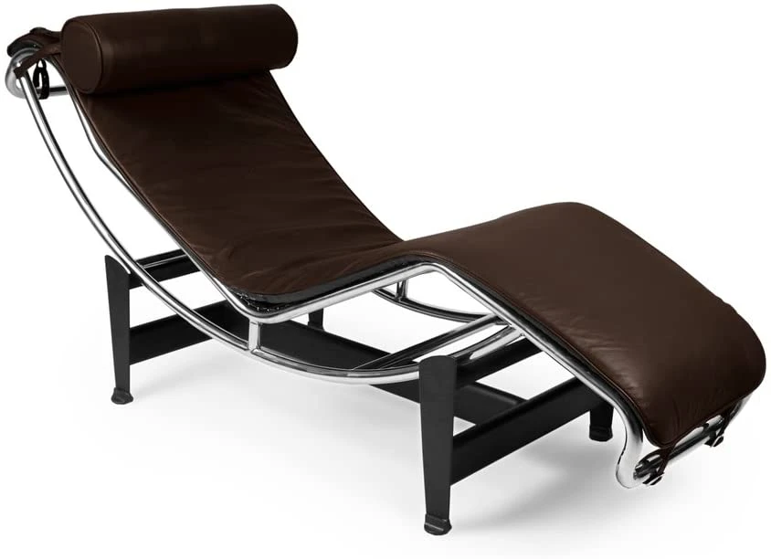 Brown Le Corbusier LC4 chaise lounge front view
