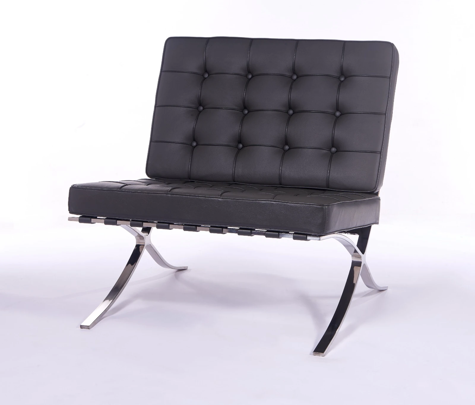 Dark grey Barcelona chair replica front view