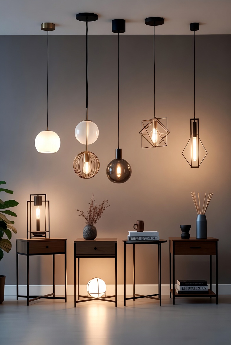 Modern pendant light in a living room