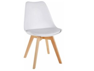 White tulip dining chair set of 2 front view