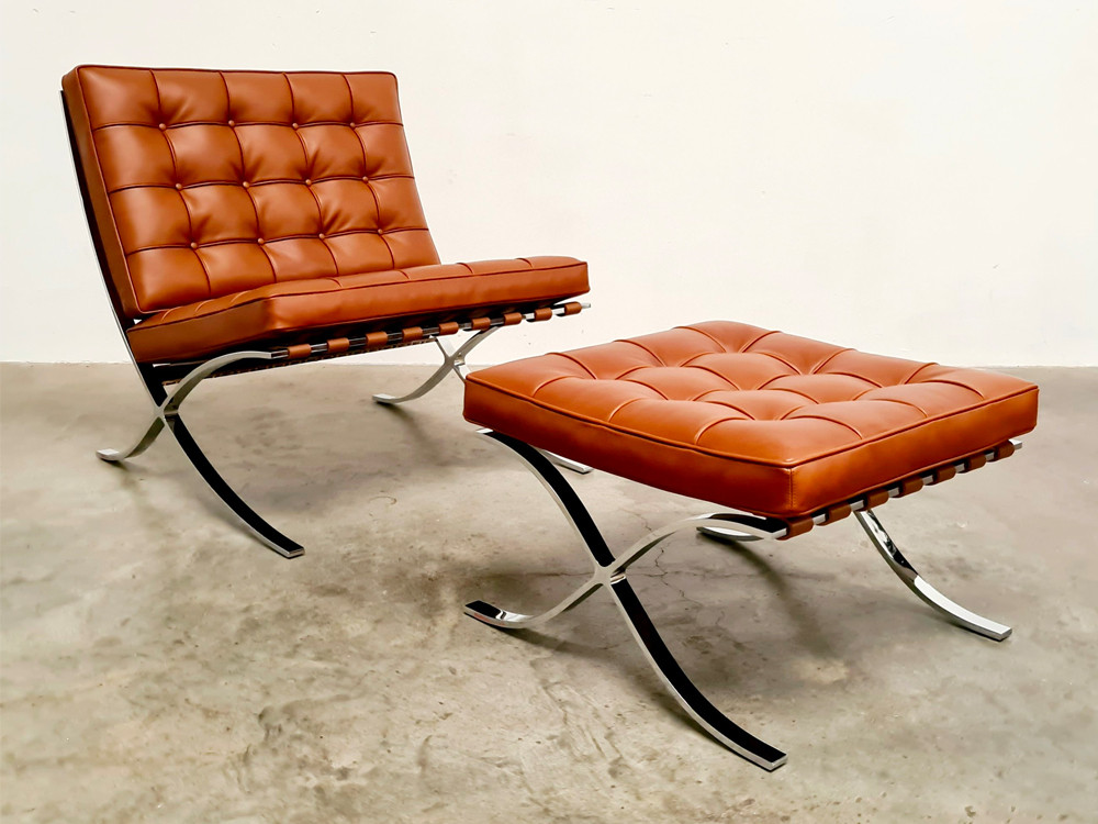 Premium Barcelona Chair Replica & Ottoman