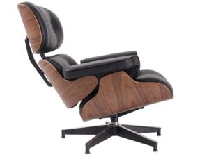 Eames Lounge Chair Replica – Black Leather with Light Rosewood (Chair Only) in modern European living room