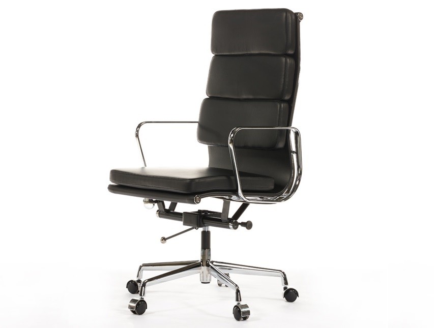 Eames Style EA219 Soft Pad High Back Office Chair Replica – Black Leather - Image 2