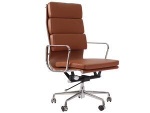 Eames EA219 Soft Pad High Back Executive Office Chair Replica – Tan Leather front view