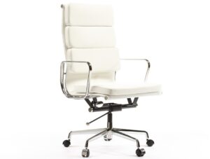 Charles Eames Inspired Soft Pad High Back EA219 Office Chair – White Leather front view