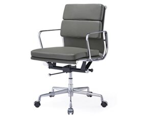 Eames EA217 Soft Pad Office Chair Replica – Dark Grey Leather (Low Back) in modern European office