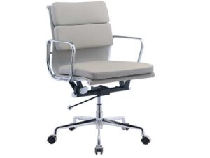 Eames EA217 Soft Pad Office Chair Replica – Low Back Light Grey Leather in modern European office