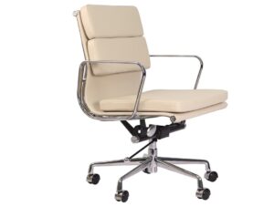 Eames EA217 Soft Pad Office Chair Replica – Low Back Cream Leather in modern European office