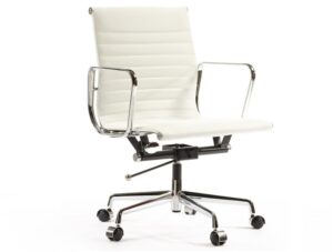 White Eames style EA117 leather office chair replica low back front view