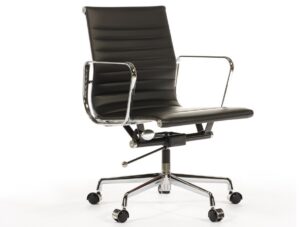 Black Eames style EA117 leather office chair replica low back front view