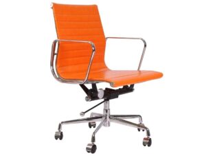 Eames Inspired EA117 Orange Ribbed Thin Pad Low Back Chair