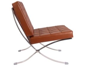 Tan brown Barcelona chair replica front view
