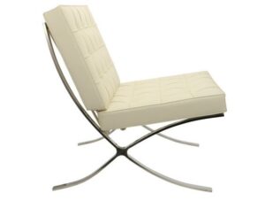 Cream leather Barcelona chair replica front view