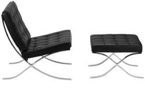 Black Barcelona chair with ottoman replica front view